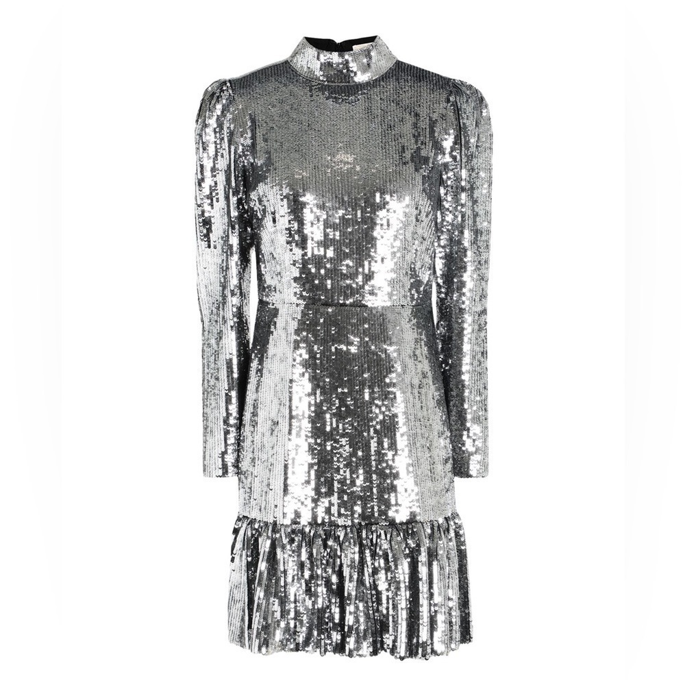 NEW MICHAEL Michael Kors Sequined Georgette Ruffled Dress Size 2 SEQUIN DRESS